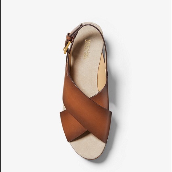 Michael michael kors becker burnished leather flatform sandal Clearance